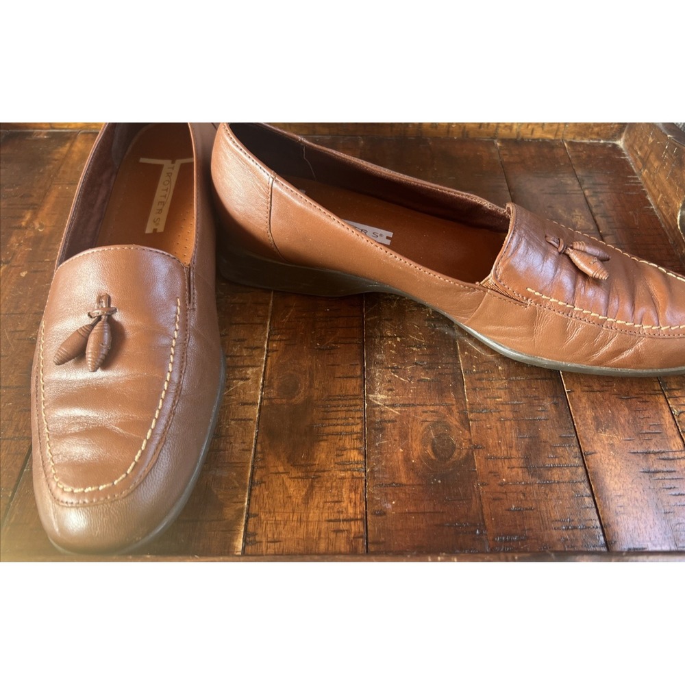 Trotters Brown Joyce Leather Loafers Tassel Slip‎ On Size 9 N - Picture 10 of 12